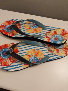 💗Brighton Sandals, Flip Flops Blue, Bling NWOT 10💗